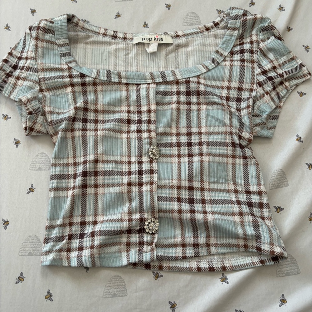 Plaid baby tee